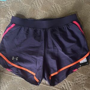 UA fly by 2.0 Black/Orange/Pink Shorts XS NWT